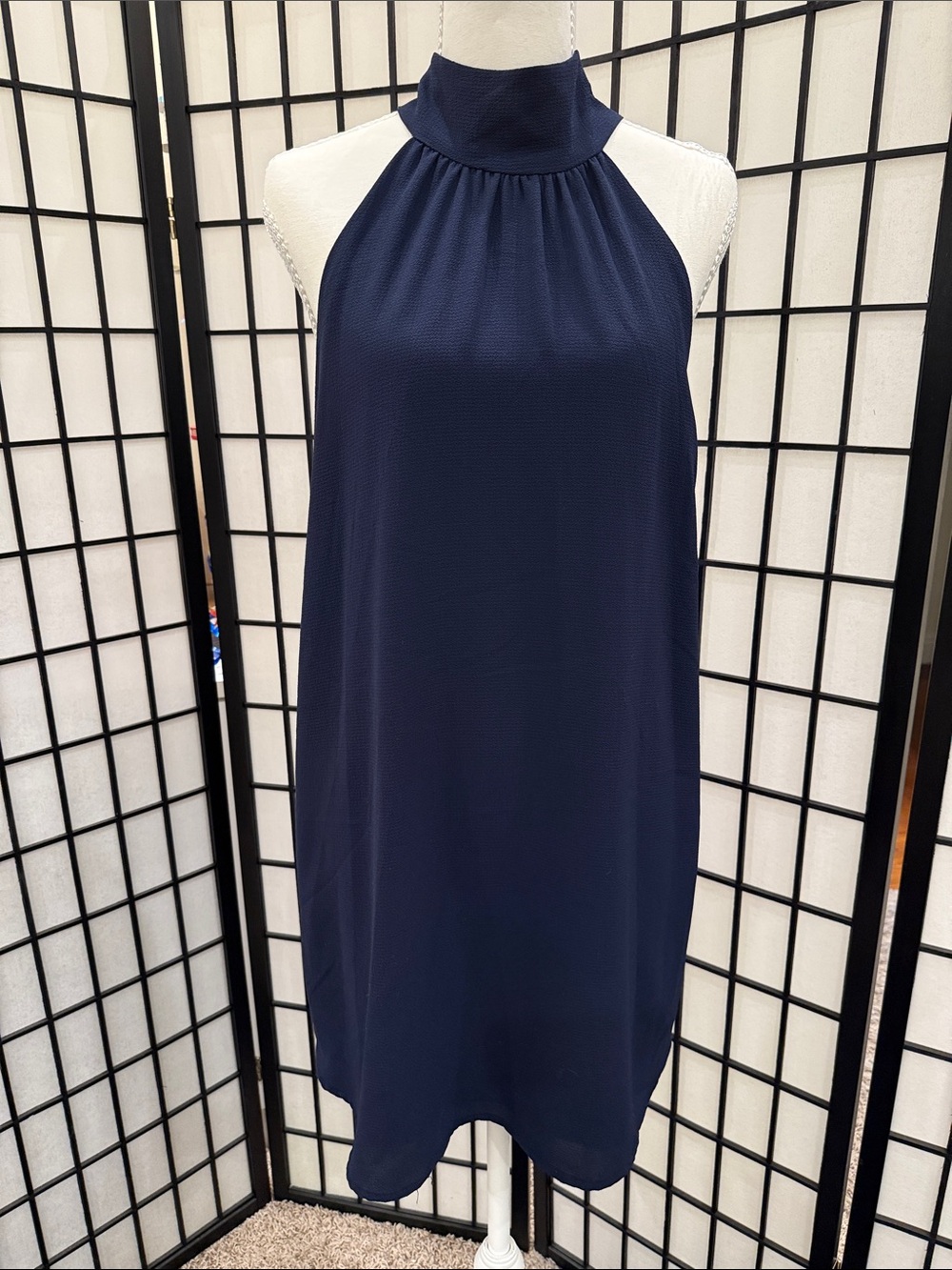 Tyche Navy Blue Strapless Halter Dress